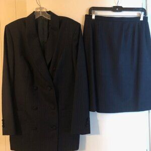 Custom made in Hong Kong - Navy Pin-striped Women's Suit
